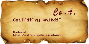 Csiffáry Anikó névjegykártya